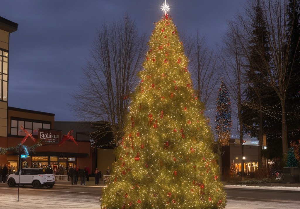 Christmas tree lighting festival in downtown bothell